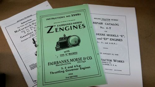 LOT OF 3  ENGINE MANUAL Books Hit Miss instruction John Deere FAIRBANKS MORSE