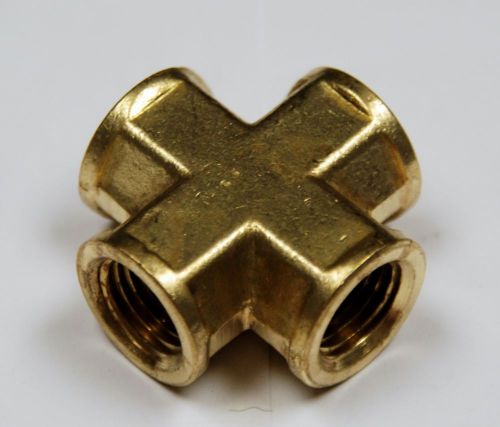 Brass Fittings: Brass Cross Forged Female Pipe Size 1/4, QTY 50