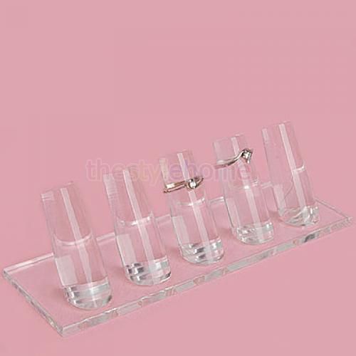 Clear Acrylic 5-Finger Ring Jewelry Display Stand new