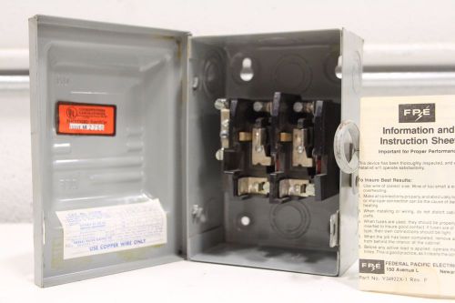 FPE Federal Pacific Electric 3322SN 240 V 30 Amp 2-Pole 5&#034;x7&#034;x3-3/4&#034; Enclosure