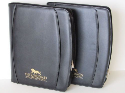 2 (two) leatherette 3 ring removable binder portfolio padfolio zipper organizer for sale