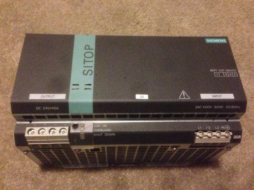 SIEMENS SITOP POWER SUPPLY DC 24V/40A 3AC 400V-500V 1P 6EP1437-3BA00