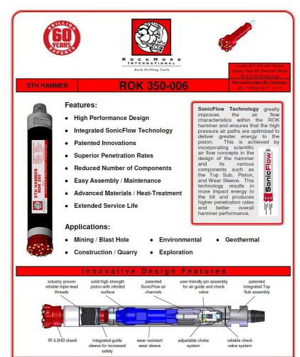 RockMore Heavy Duty Down the Hole Hammer #ROK 350-006 #21 cubex pin