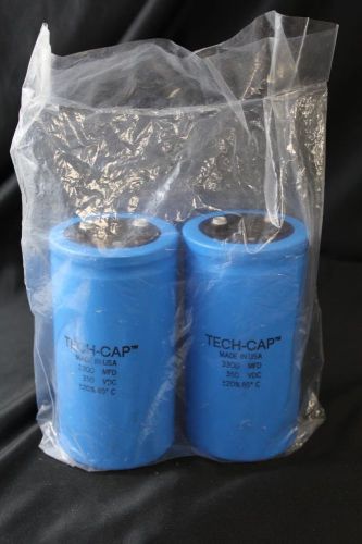 Lot of 2 tech-cap 3300 mfd 350 vdc capacitors made in usa nos new for sale