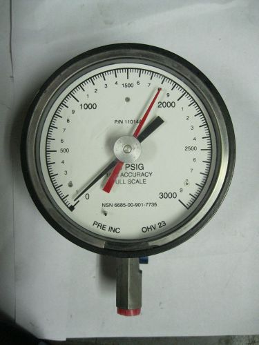 Pressure research pre ohv 23 0-3000 psi 20 psi/.5% fs pressure gauge (j4) for sale