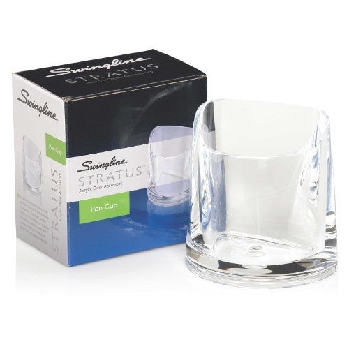 Swingline Stratus Acrylic Pen Cup, 4.25 x 2.75 x 4.5 Inches, Clear (S7010137)