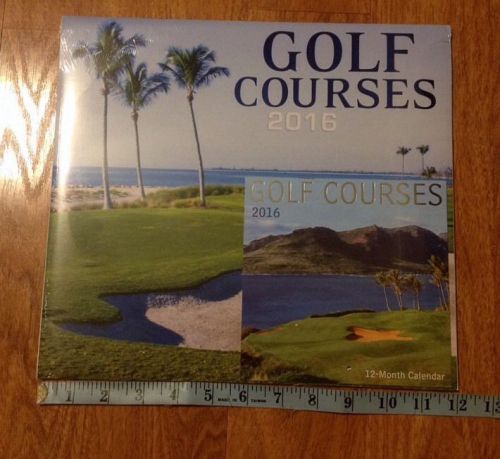 New Sealed GOLF COURSES 2016 ~  12 Month &amp; Miniature Calendar ~ 12&#034; Wall Hanging