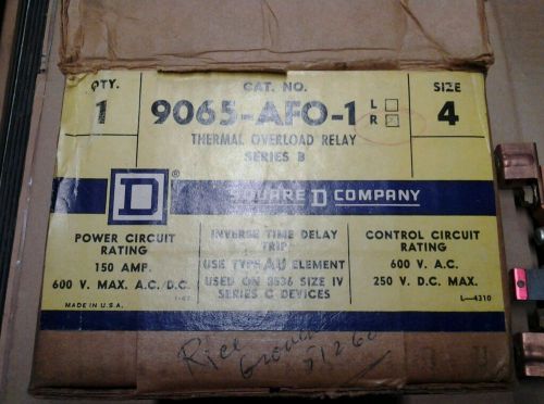 SQUARE D 9065-AFO-1R SER.B THERMAL OVERLOAD RELAY