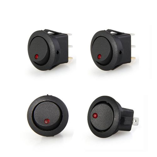 New mini 4 led rocker indicator switch 3 pin on-off 12v dc red for sale