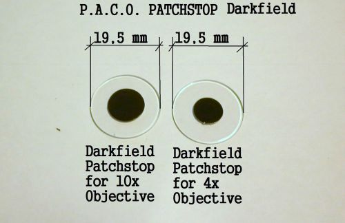 Darkfield Patchstop filter set for 4x &amp; 10x Objective for P.A.C.O. Device 19,5mm