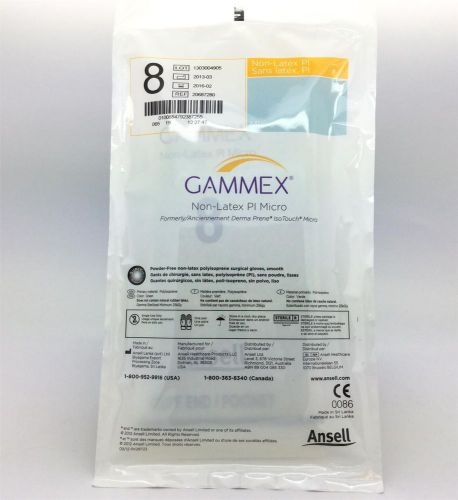 ANSELL GAMMEX  Non-Latex PI Micro Surgical Gloves size 8 (Lot of 10 Packs/Pairs)