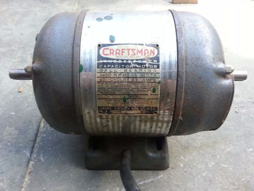 Vintage Craftsman 3/4 HP Capacitor Motor 3450rpm 9.3A Dual 5/8&#034; Shafts - Nice