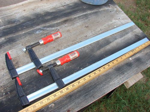 TWO Long Bessey TGJ2.524 Light Duty Malleable Cast Bar Clamp with Wood Handle