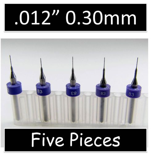 .012&#034; 0.30mm #83 - five carbide drill bits - models hobby pcb cnc dremel r/s for sale