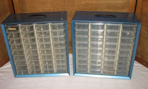 lot 2 Vintage Akro Mils Blue Steel 36 Drawer Cabinet Storage Parts