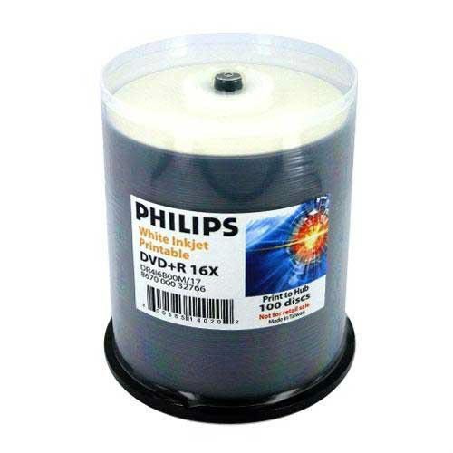 400 philips 16x dvd+r white inkjet hub printable blank recordable dvd media disk for sale