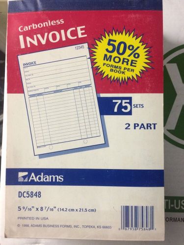 Adams Invoice Book DC5848 Carbonless 2 Part 75 Sets per Book