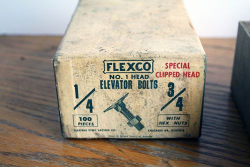 Vintage Flexco No. 1 Head Elevator Bolts (two boxes, 200 pc approx)