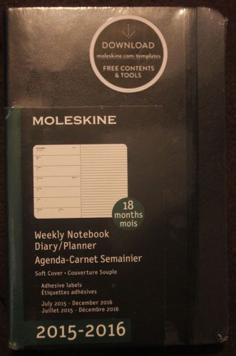 Moleskine 2015- 2016 18 Month Weekly Planner Black Hard Cover Pocket NEW SEALED