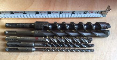 5 Hilti hammer drill bits SDS+ 6&#034; x 1/4, 3/8, 1/2, 5/8, 3/4