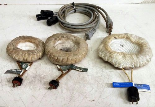 Lot of 3 glas-col heating mantles &amp; power cords 0-396 80w 0-402 180w 0406 270w for sale