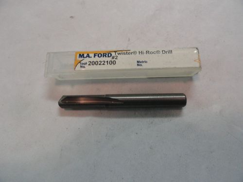 MA Ford #2 (.221&#034;) Solid Carbide Straight Flute Drill Bit, 20022100