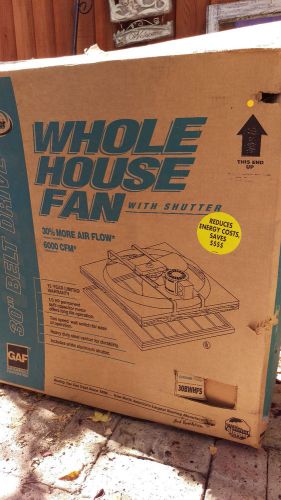 GAF MASTER FLOW 30BWHFS WHOLE HOUSE FAN + STEEL SHUTTER 6000 CFM 30&#034; BELT DRIVE