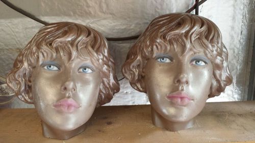 Halloween party props pair of mannequin heads life sized with hair