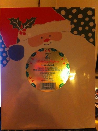 Z GRAFIX Holiday Letterhead Jolly Santa 25 Sheets Laser Inkjet Copiers &amp; Hand