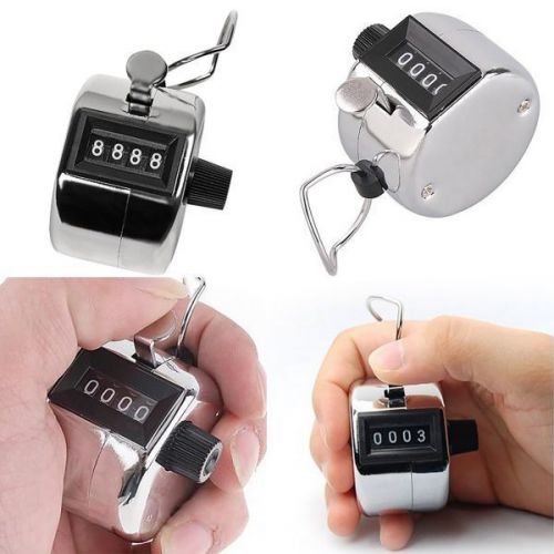Hand Held Clicker 4 Digit Chrome Palm Golf People Tally Counter Counting Club