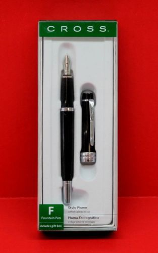 Cross AT0456S7MS Bailey Classic Executive Fountain Pen, Black Lacquer/Chrome