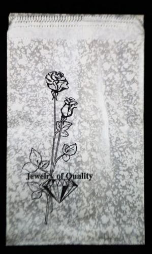 100 JEWELRY PAPER GIFT SHOPPING BAGS 6 x 9 SILVER/WHITE~#EN125