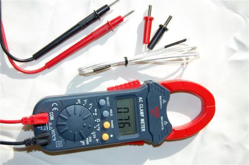 Digital clamp meter ammeter volt ohm amp multimeter dmm+type k thermocouple hvac for sale