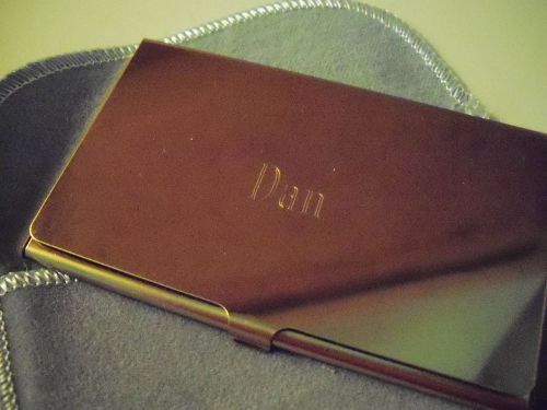 Polished Brass Business Card Case New With Inscribed Name &#034;DAN&#034;
