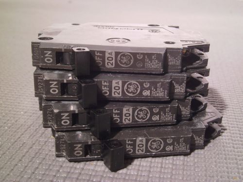 4 GE General Electric 20 Amp 1 Pole RT-665 SWD HACR Type THQP Circuit Breaker