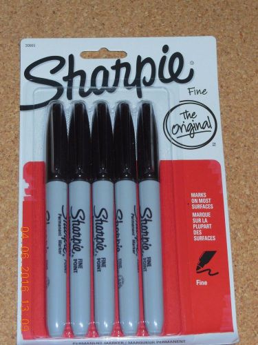 Sharpie® Fine Point Permanent Markers, Black, 5/pk       NEW