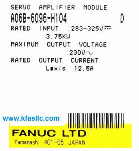 Fanuc Servo Amplifier A06B-6096-H104 or A06B6096H104 REPAIR SERVICE