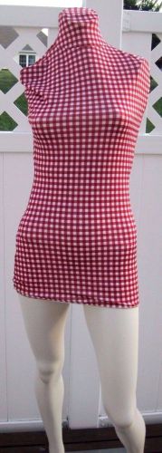 Red and White Gingham Plaid Viaggio Professional Mannequin, Dress Form Cover