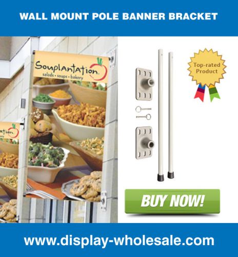 Wall mount pole banner bracket 18&#034; with 18&#034; x 36&#034; banner print for sale
