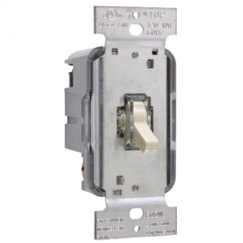 Single Pole Toggle Dimmer 600-Watt, Lighted Easy Install, Ivory Pass and Seymour