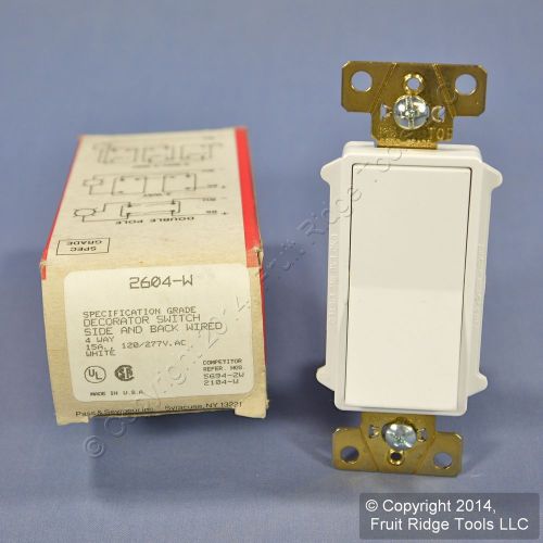 Pass and seymour white commercial 4-way decorator rocker light switch 15a 2604-w for sale