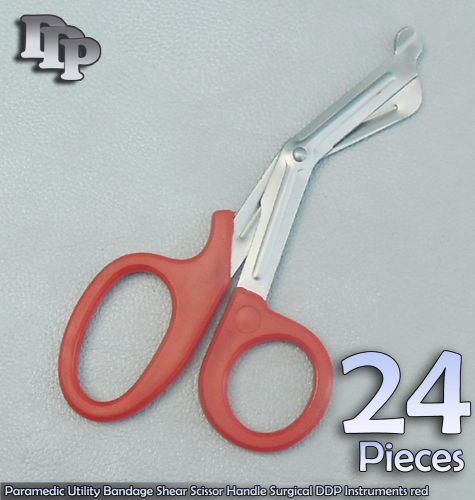 24 Paramedic Utility Bandage Shear Scissor 7.25&#034; Red Handle Surgical Instruments