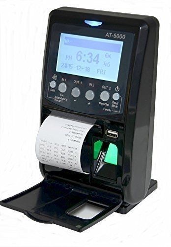 AT5000 Fingerprint &amp; Badge Employee Time Clock with Printer, Battery, USB Drive