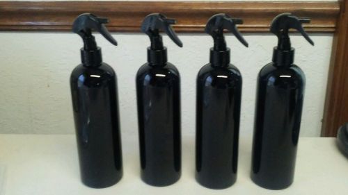 Lot of (4) black 16oz spray top plastic misting bottles