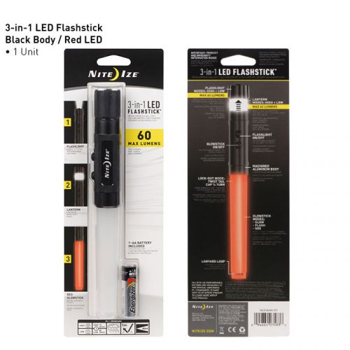 3 in 1 LED FLASHLIGHT LANTERN GLOW STICK POLICE CAMP ROAD SIDE SAFETY WAND RED