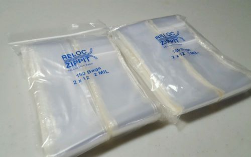 200 - bags 2x12 clear reclosable baggies 2mil 2&#034;x12&#034; zip lock plastic poly bags for sale