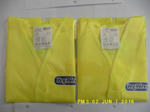 (2) New Children&#039;s Peg-Perego Yellow High Visibility Safety Vest - Ages 3-6