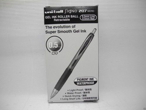 12pcs uni-ball signo umn-207 0.5mm roller ball pen black (japan) for sale