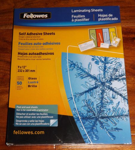 *NEW* 50 Fellowes Self Adhesive Laminating Sheets 9&#034; x 12&#034; Gloss Peel &amp; Seal