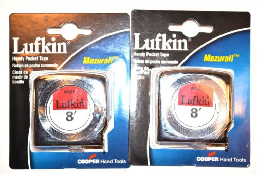 2 nos lufkin 1/2&#034; x 8&#039; chrome mezurall pocket tape measure #w928 list $59 for sale